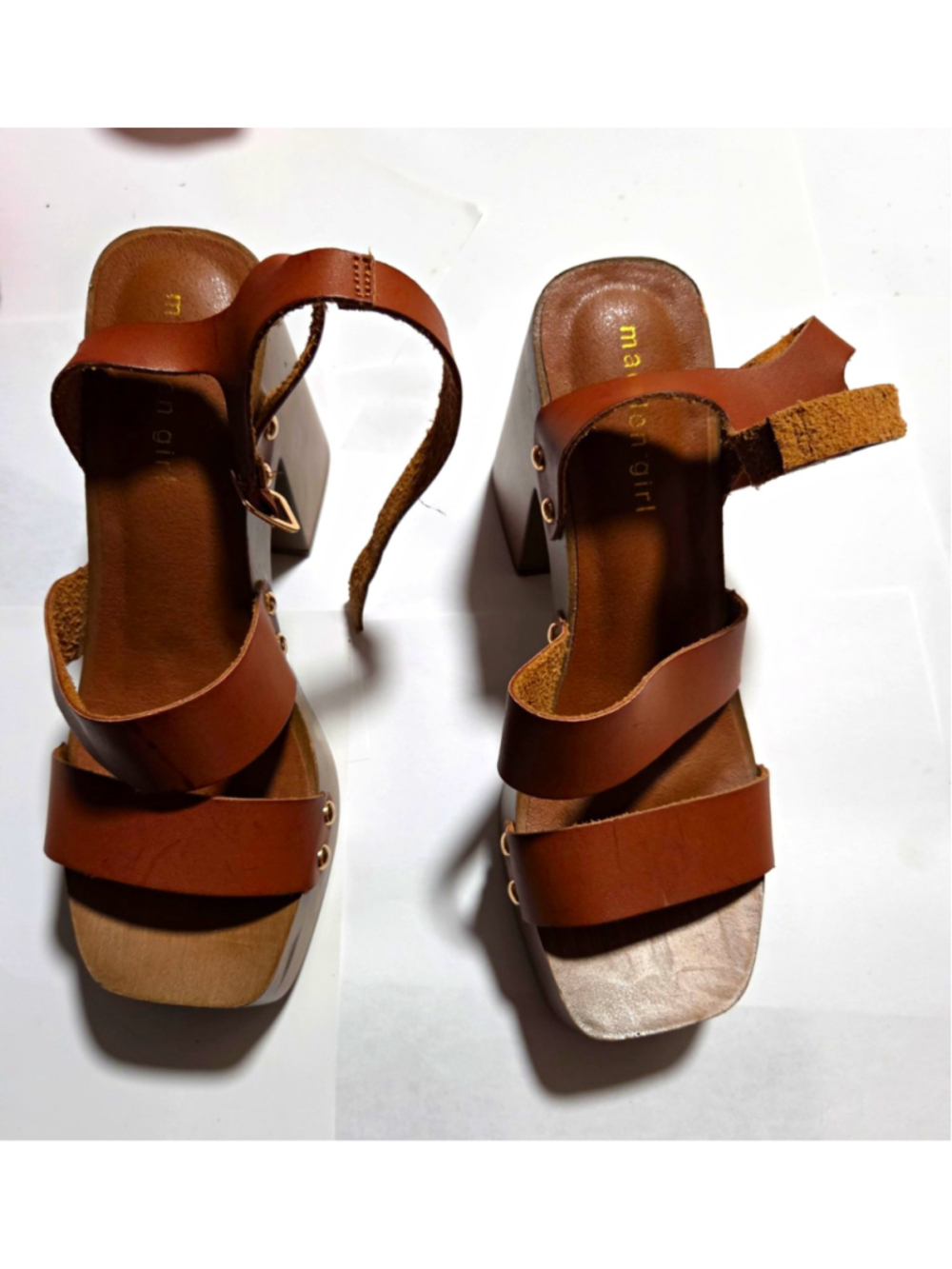 Madden Girl Griffinn Brown Platform Block Heel Ankle Strap Sandals Size 7.5